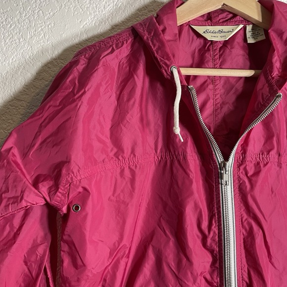 Eddie Bauer Women's Rain Coat Full Zip Hooded Windbreaker Jacket Pink Size XS - Picture 3 of 9